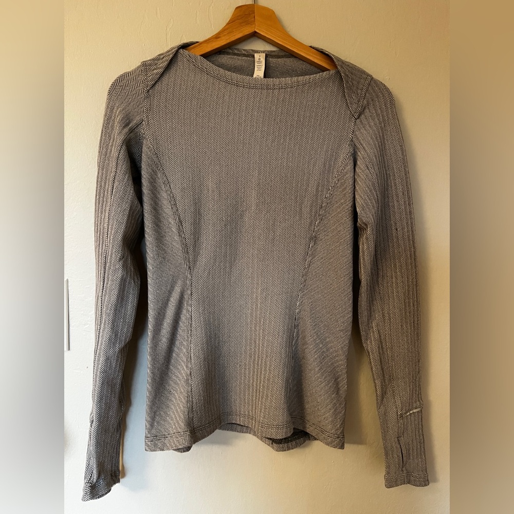 Lululemon Kanto Catch Me Thermal Run Longsleeve Top Heathered Herringbone Size 4